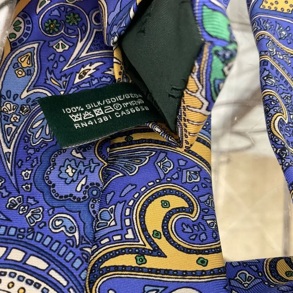 Lauren Ralph Lauren Men's Multicolor Paisley Silk Neck Tie classic 57”Hand made